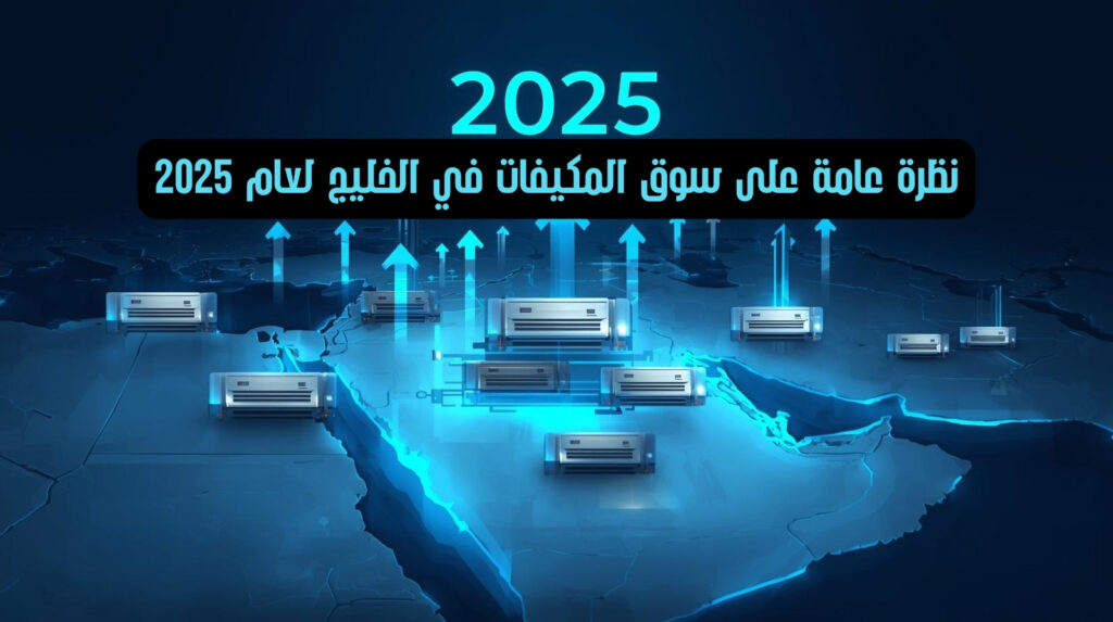 رسم بياني يوضح توقعات نمو سوق المكيفات في الخليج من عام 2024 حتى 2033، حيث يرتفع حجم السوق من حوالي 5.8 مليار دولار إلى أكثر من 9 مليارات دولار، مع معدل نمو سنوي مركب يبلغ 5.2% مدفوعًا بالطلب المرتفع والظروف المناخية الحارة.